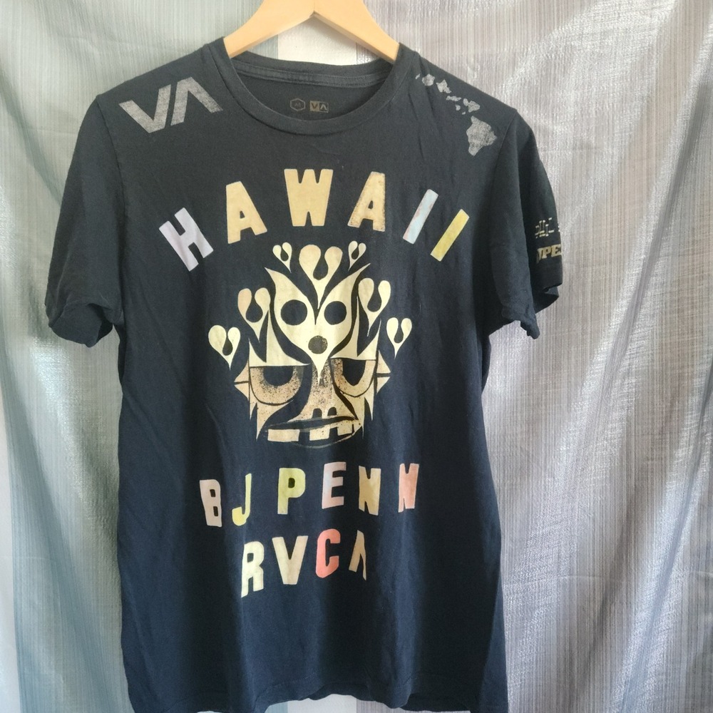Rare Vintage RVCA BJ Penn Hawaii T-Shirt Mens M Black MMA UFC Phil Frost Tee USA